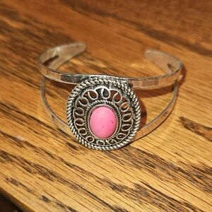 Cuff Bracelet with Pink stone